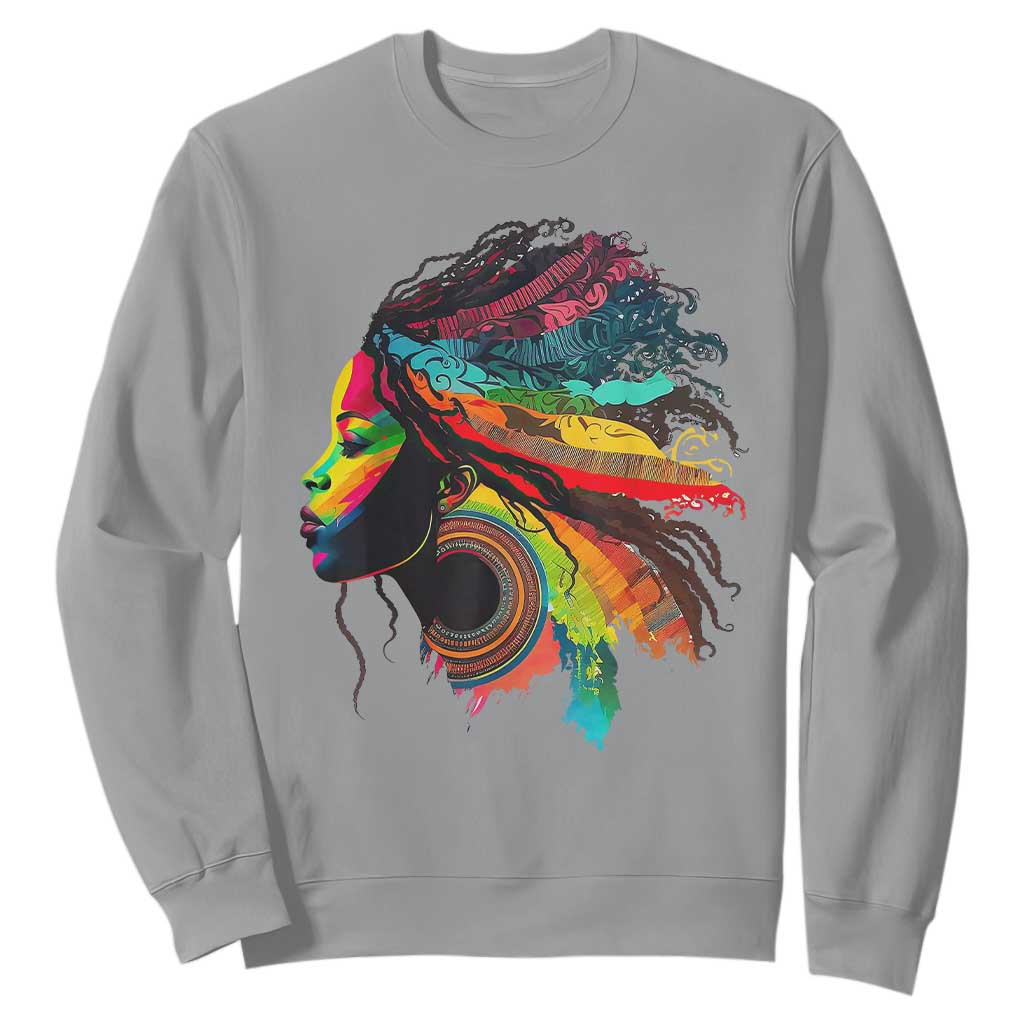 Proud Afro Roots Sweatshirt Rainbow Dashiki African Tribal Woman Natural Hair TS01
