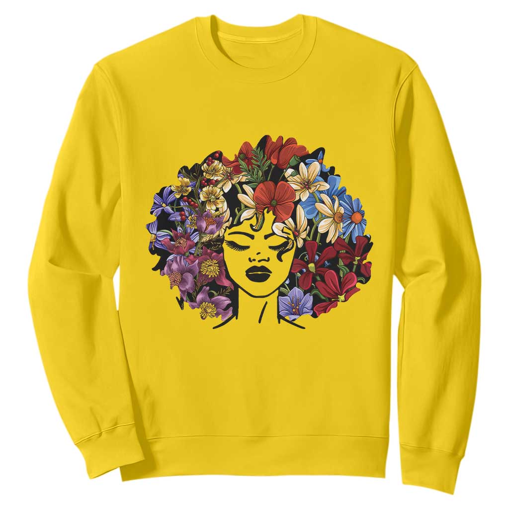 Black History Sweatshirt For Women Afro Flower Hair Juneteenth TS01