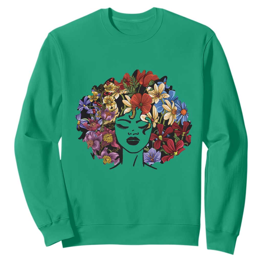 Black History Sweatshirt For Women Afro Flower Hair Juneteenth TS01