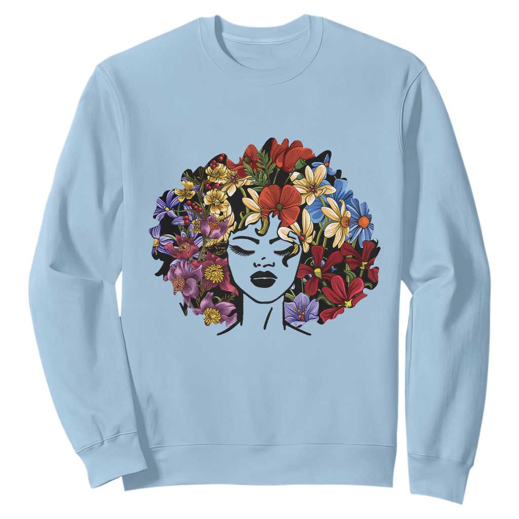 Black History Sweatshirt For Women Afro Flower Hair Juneteenth TS01