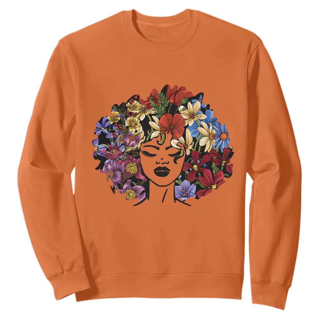 Black History Sweatshirt For Women Afro Flower Hair Juneteenth TS01