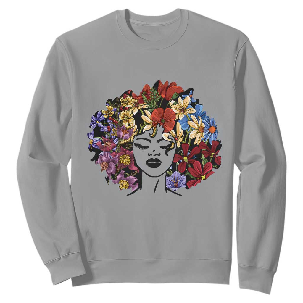 Black History Sweatshirt For Women Afro Flower Hair Juneteenth TS01