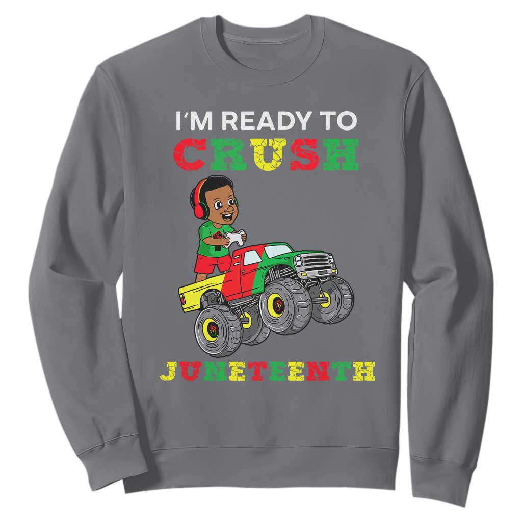 Black Boy Gamer Sweatshirt I'm Ready To Crush Juneteenth for Boys Toddler TS01