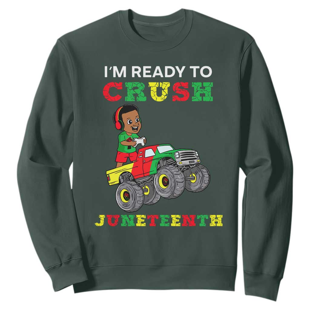 Black Boy Gamer Sweatshirt I'm Ready To Crush Juneteenth for Boys Toddler TS01