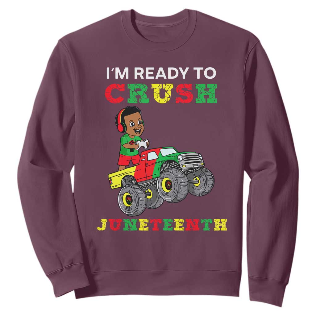 Black Boy Gamer Sweatshirt I'm Ready To Crush Juneteenth for Boys Toddler TS01