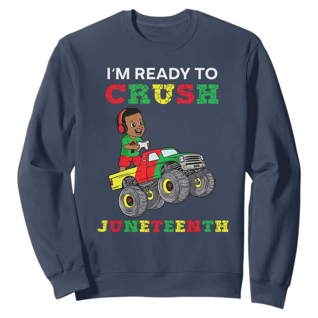 Black Boy Gamer Sweatshirt I'm Ready To Crush Juneteenth for Boys Toddler TS01