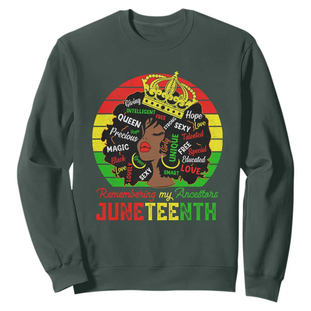 Black Women Sweatshirt Remembering My Ancestors Juneteenth Celebrate TS01