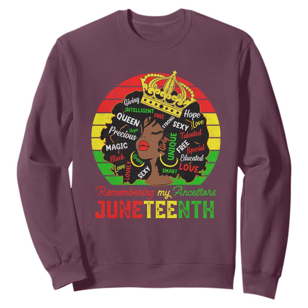 Black Women Sweatshirt Remembering My Ancestors Juneteenth Celebrate TS01