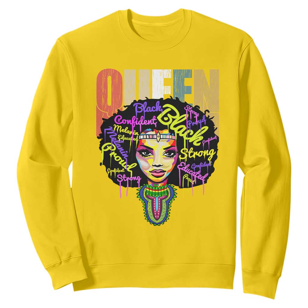 Black Queen Sweatshirt Proud Melanin Strong Educated Retro Vintage TS01