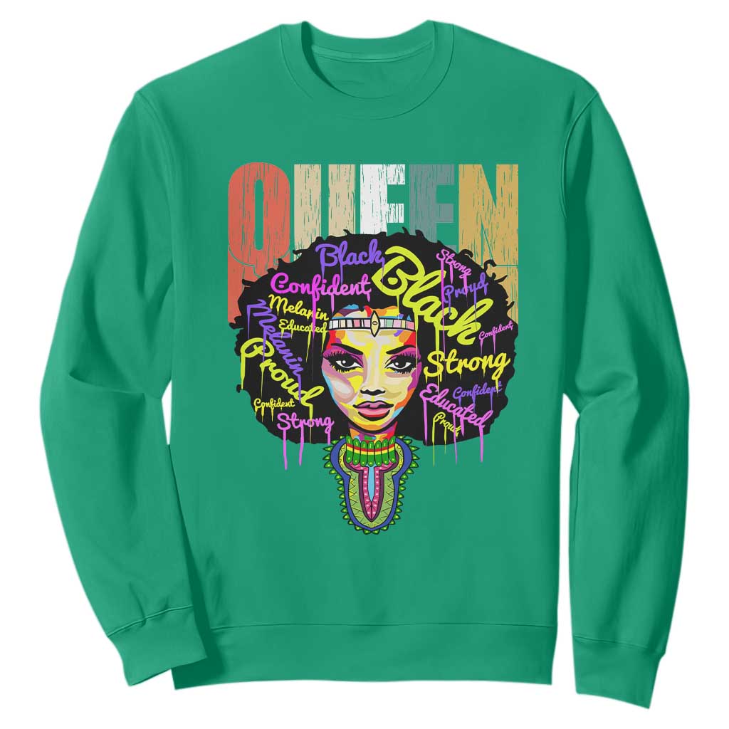 Black Queen Sweatshirt Proud Melanin Strong Educated Retro Vintage TS01
