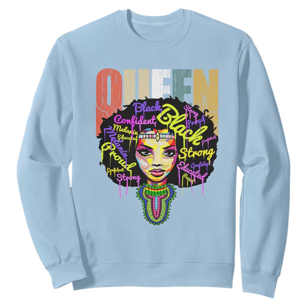 Black Queen Sweatshirt Proud Melanin Strong Educated Retro Vintage TS01