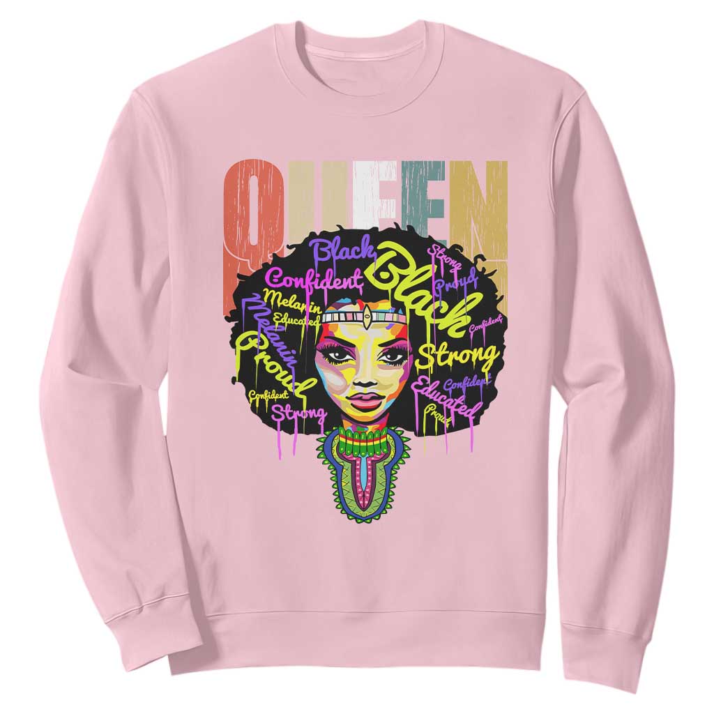 Black Queen Sweatshirt Proud Melanin Strong Educated Retro Vintage TS01