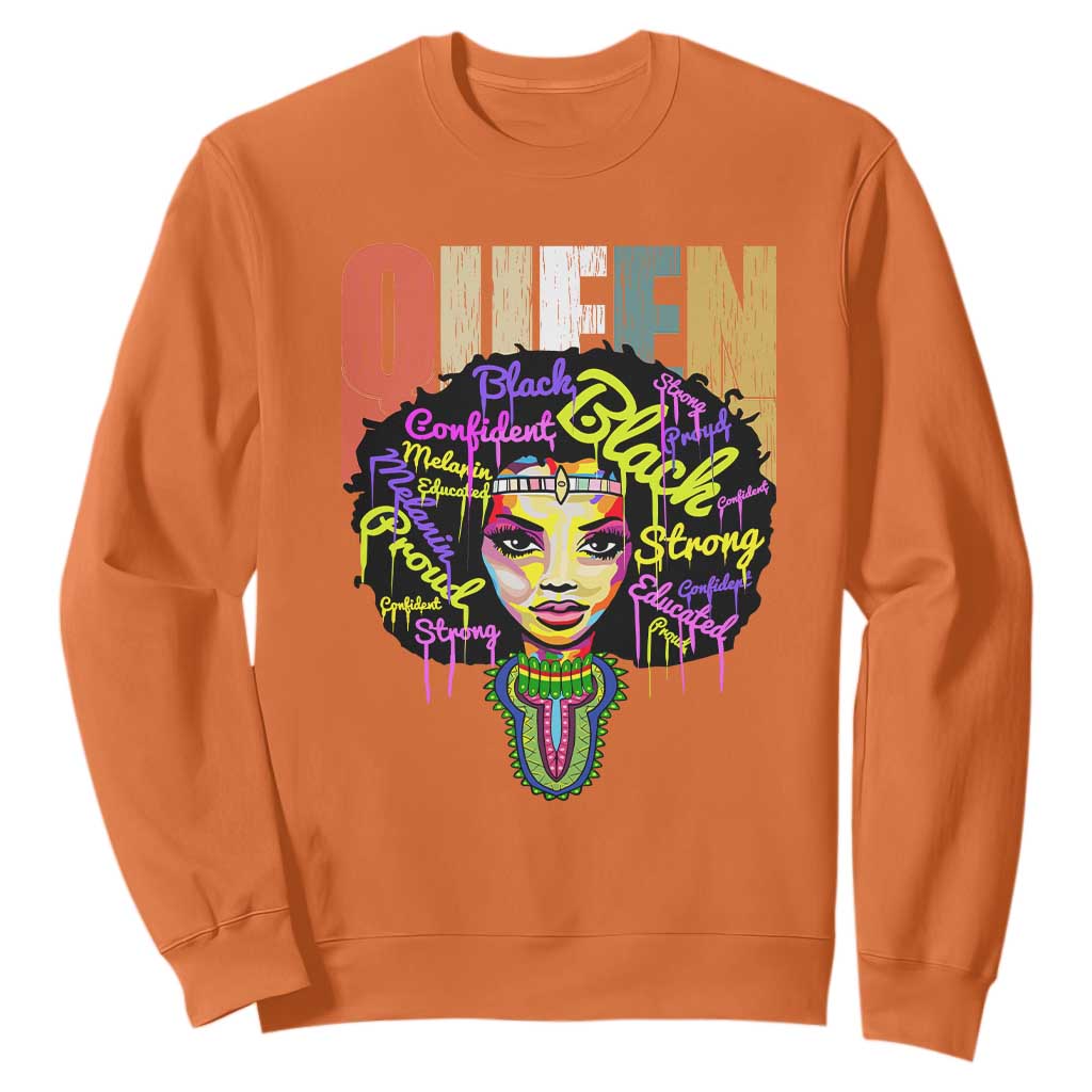 Black Queen Sweatshirt Proud Melanin Strong Educated Retro Vintage TS01