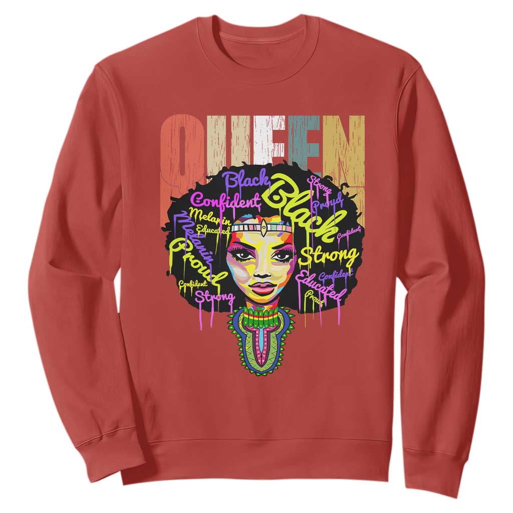 Black Queen Sweatshirt Proud Melanin Strong Educated Retro Vintage TS01