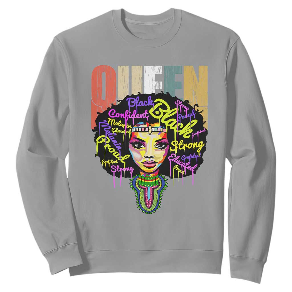 Black Queen Sweatshirt Proud Melanin Strong Educated Retro Vintage TS01