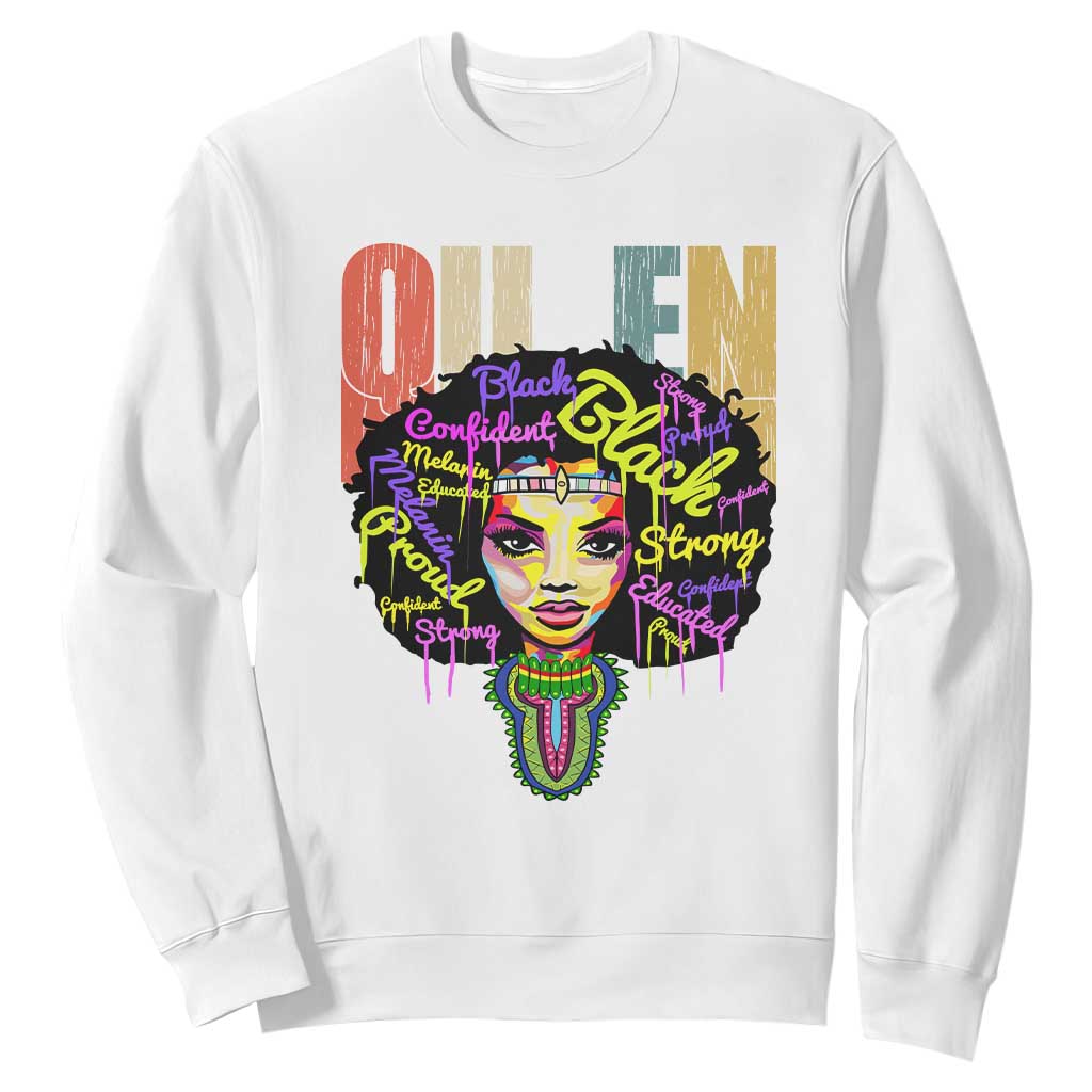 Black Queen Sweatshirt Proud Melanin Strong Educated Retro Vintage TS01