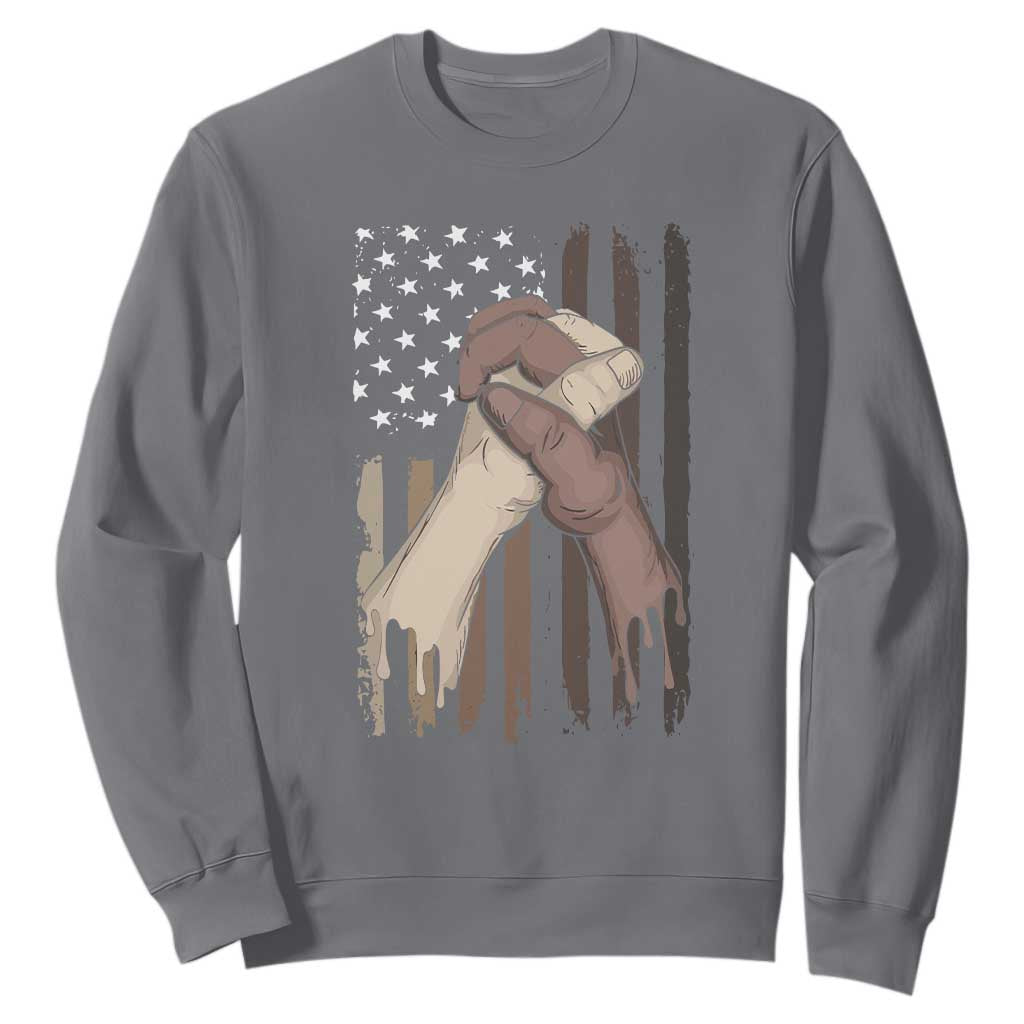 Black American Sweatshirt US Flag Holding Hands TS01