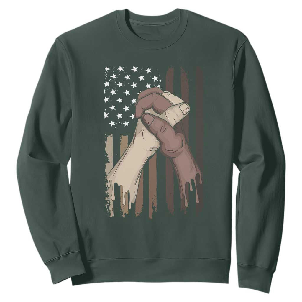 Black American Sweatshirt US Flag Holding Hands TS01