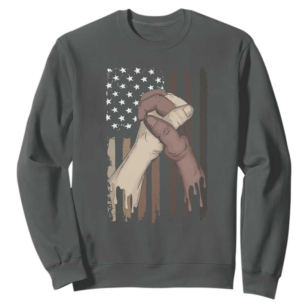 Black American Sweatshirt US Flag Holding Hands TS01