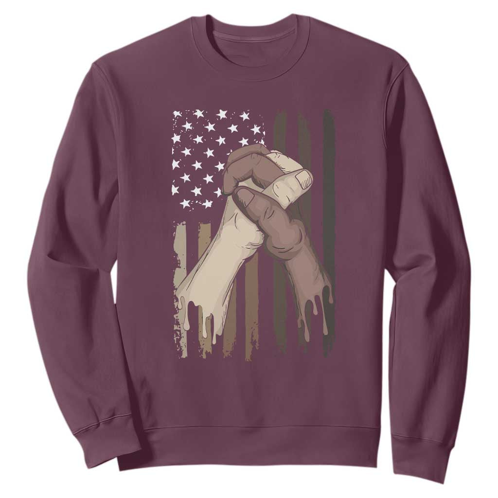 Black American Sweatshirt US Flag Holding Hands TS01