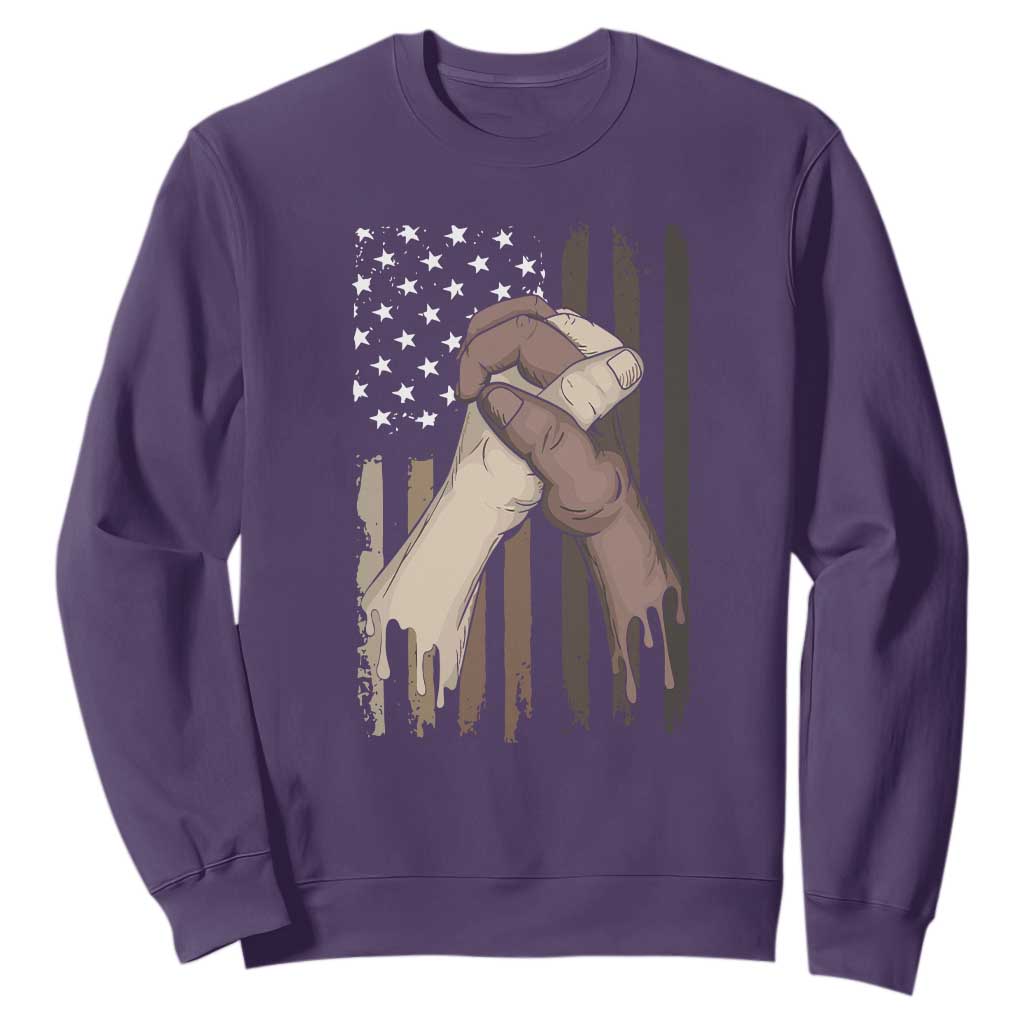 Black American Sweatshirt US Flag Holding Hands TS01