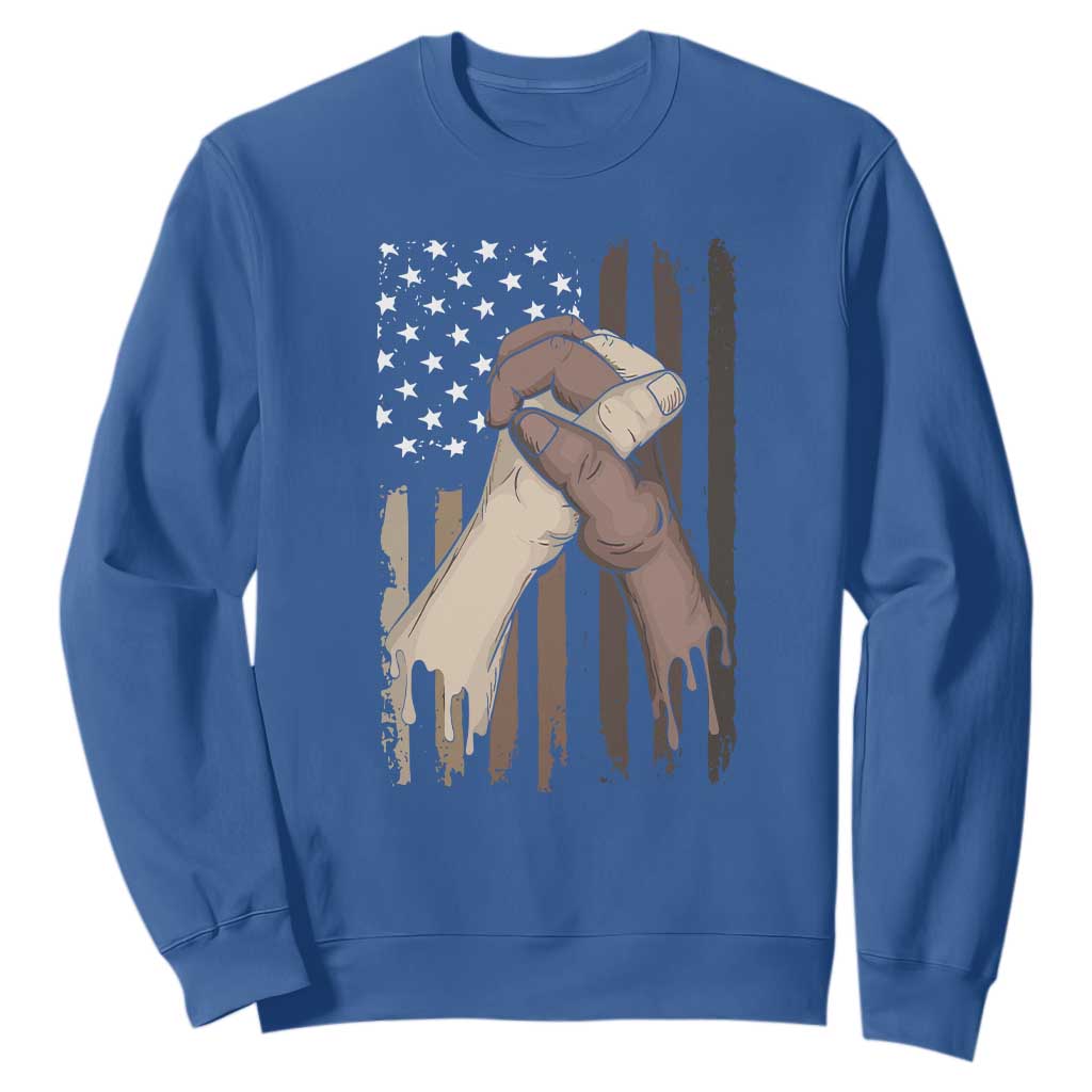 Black American Sweatshirt US Flag Holding Hands TS01