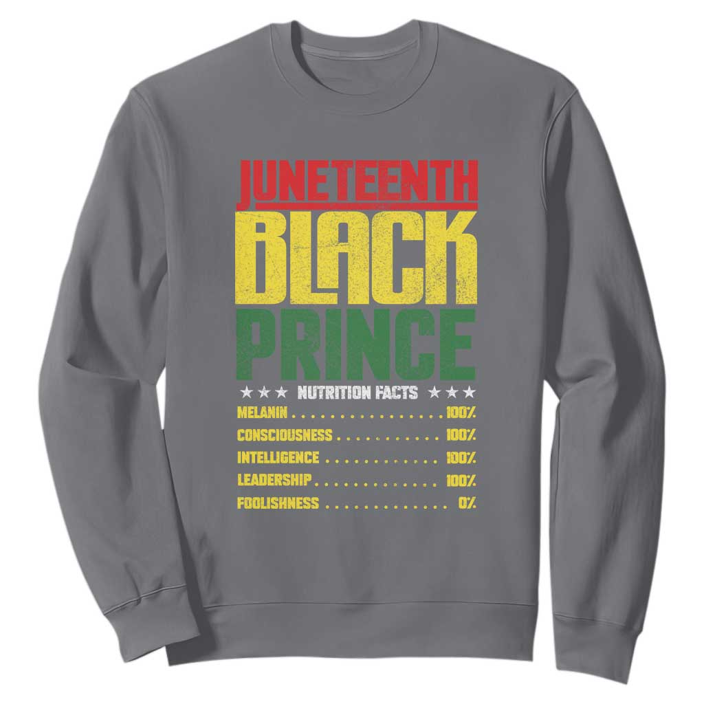 Juneteenth Black Prince Nutrition Facts Sweatshirt TS01