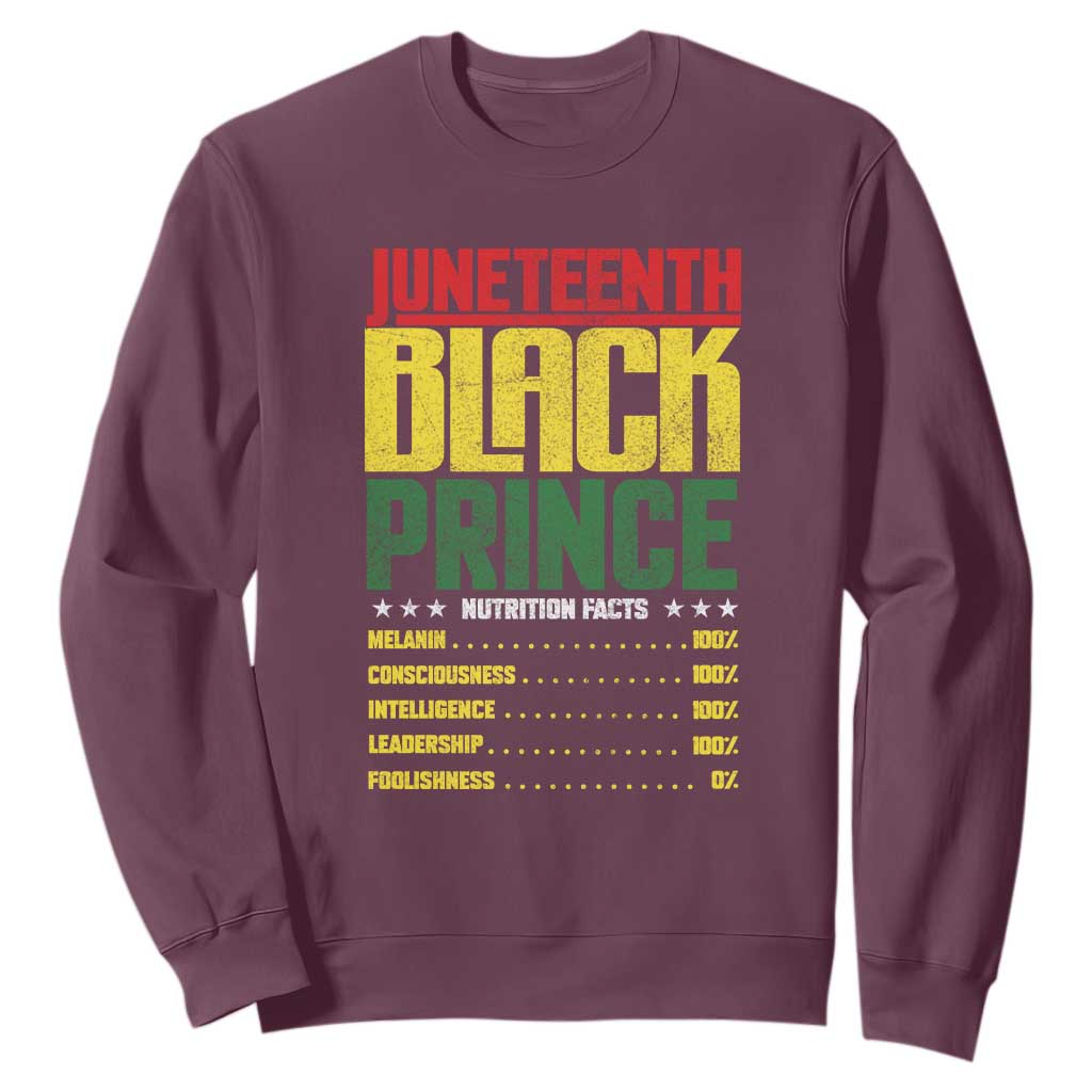 Juneteenth Black Prince Nutrition Facts Sweatshirt TS01