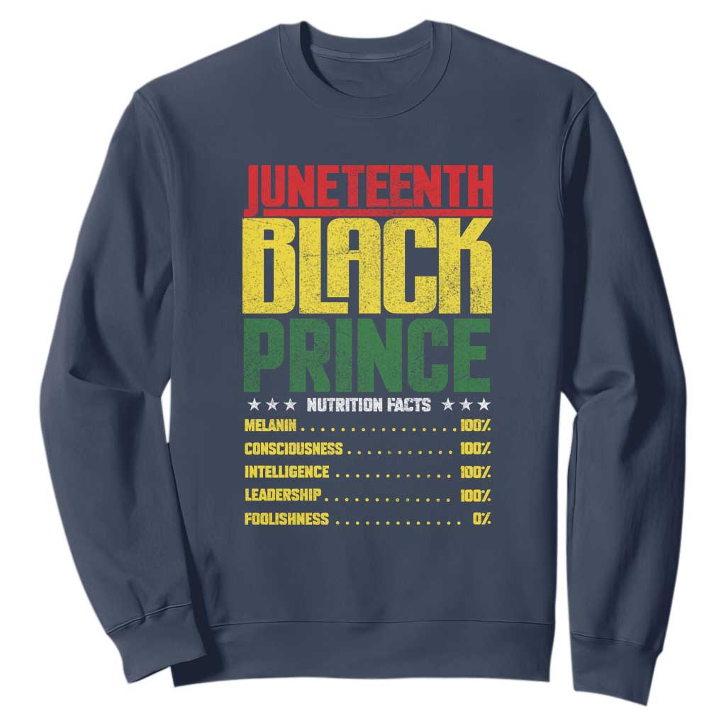 Juneteenth Black Prince Nutrition Facts Sweatshirt TS01