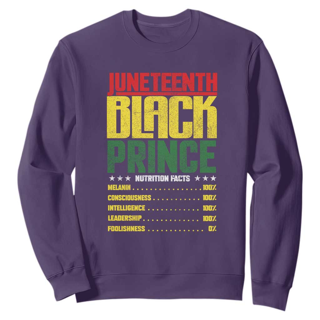 Juneteenth Black Prince Nutrition Facts Sweatshirt TS01