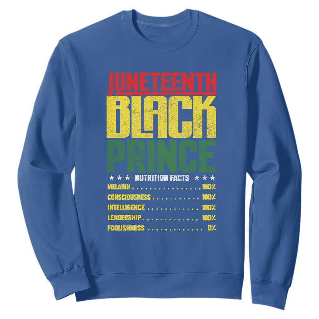 Juneteenth Black Prince Nutrition Facts Sweatshirt TS01