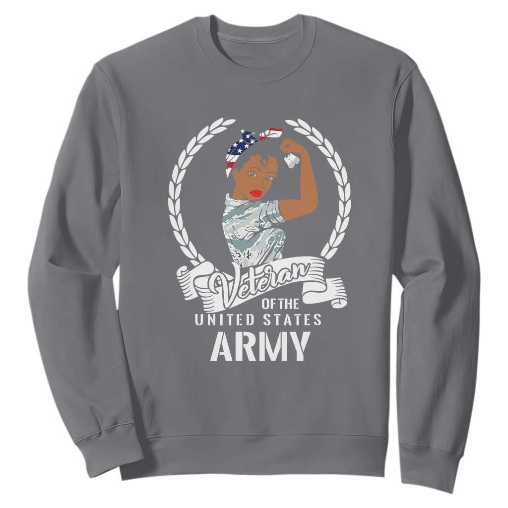 Black US Women Veteran Sweatshirt - Proud Female Military Army Girl TS01