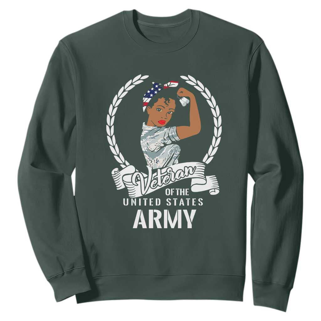 Black US Women Veteran Sweatshirt - Proud Female Military Army Girl TS01
