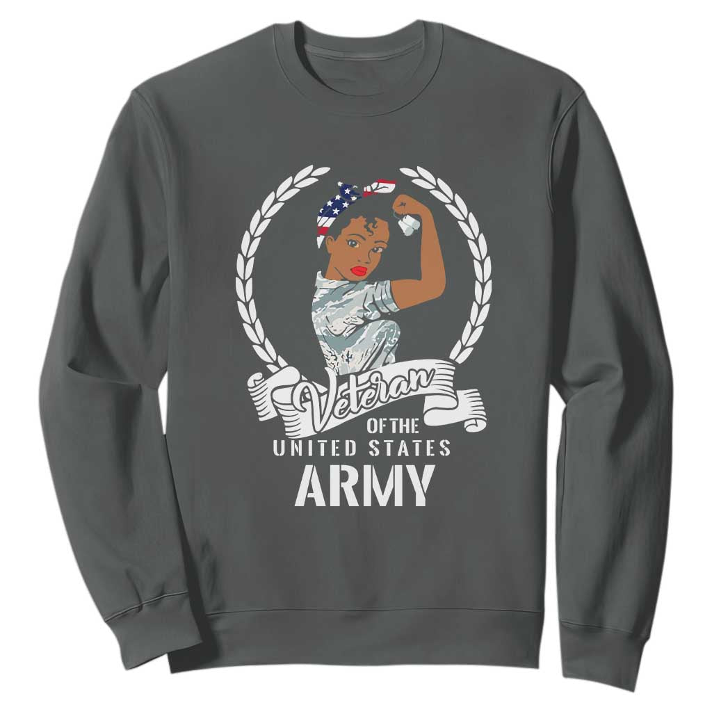 Black US Women Veteran Sweatshirt - Proud Female Military Army Girl TS01