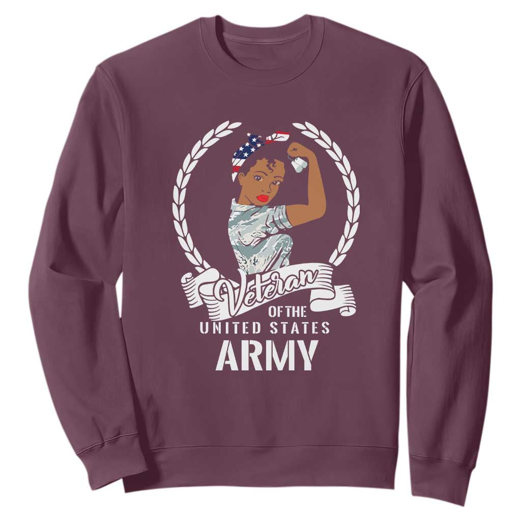 Black US Women Veteran Sweatshirt - Proud Female Military Army Girl TS01