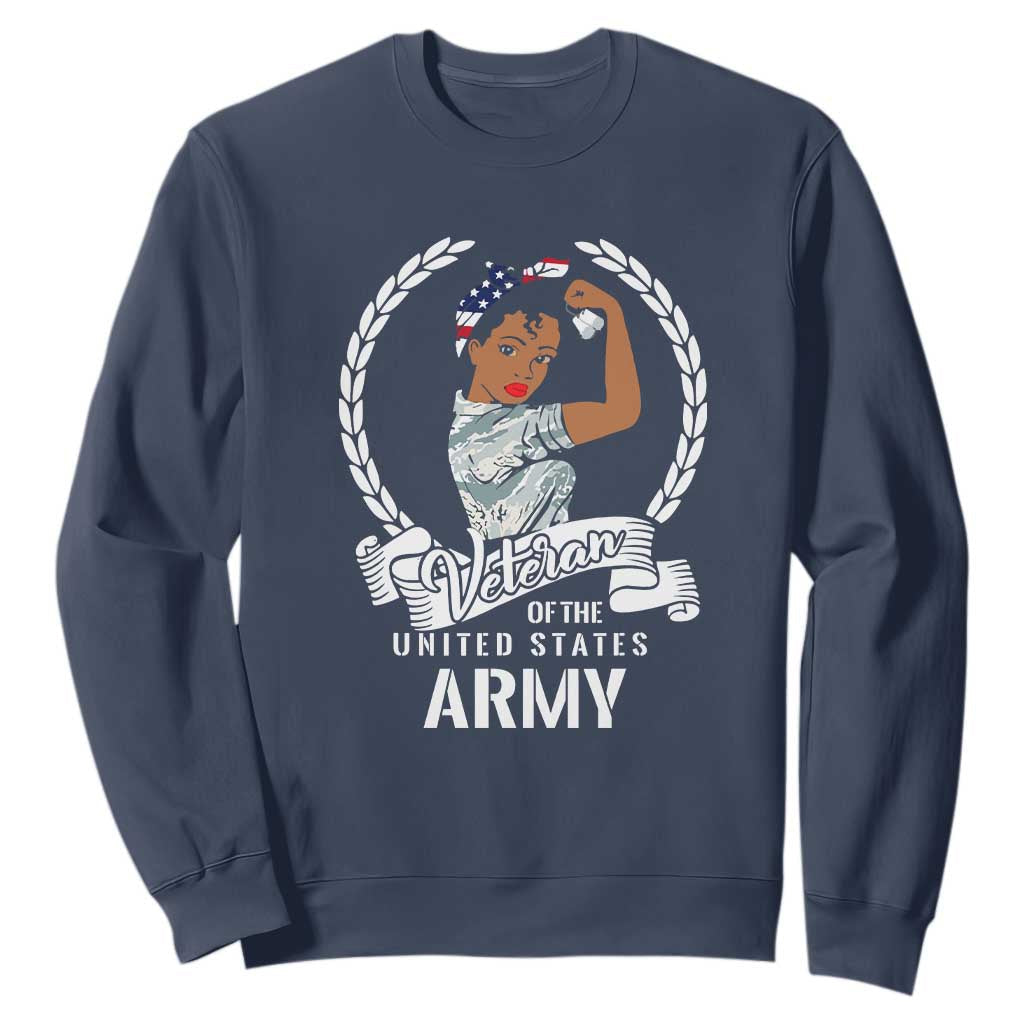 Black US Women Veteran Sweatshirt - Proud Female Military Army Girl TS01