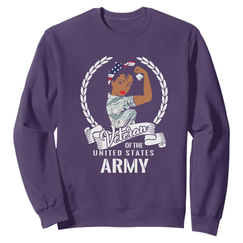 Black US Women Veteran Sweatshirt - Proud Female Military Army Girl TS01