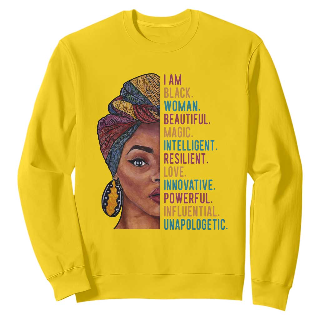 Black Woman Sweatshirt Beautiful Magic Intelligent Resilient Love African American Pride TS01