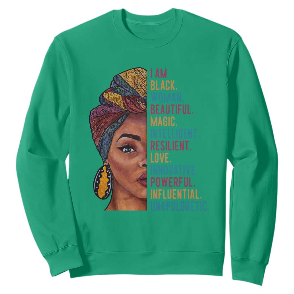 Black Woman Sweatshirt Beautiful Magic Intelligent Resilient Love African American Pride TS01