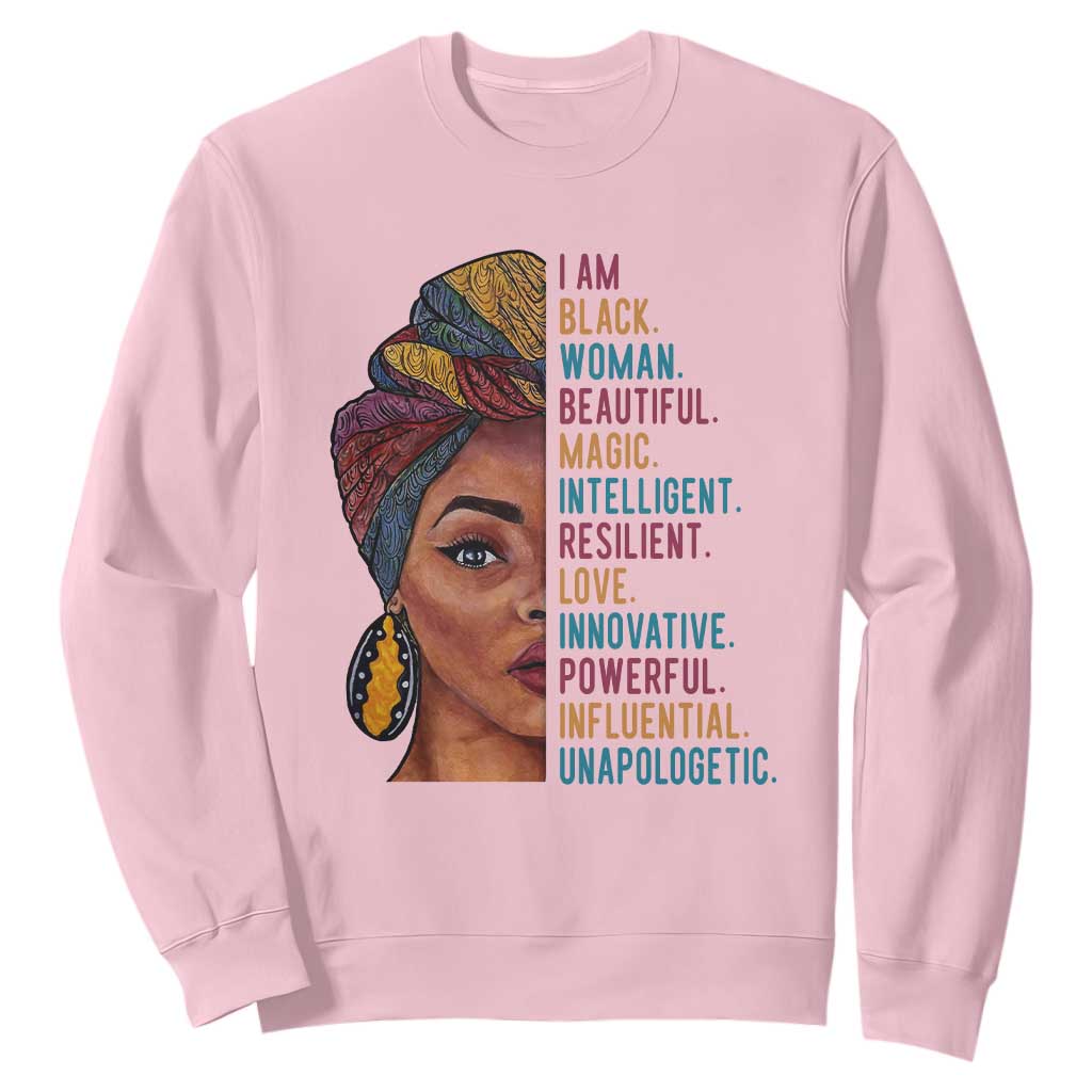 Black Woman Sweatshirt Beautiful Magic Intelligent Resilient Love African American Pride TS01