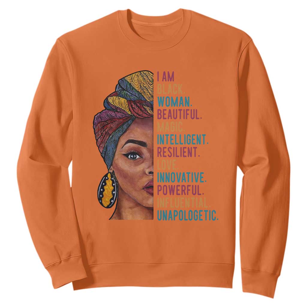 Black Woman Sweatshirt Beautiful Magic Intelligent Resilient Love African American Pride TS01