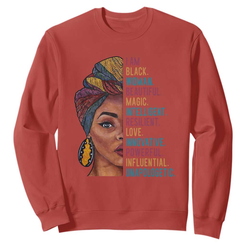 Black Woman Sweatshirt Beautiful Magic Intelligent Resilient Love African American Pride TS01