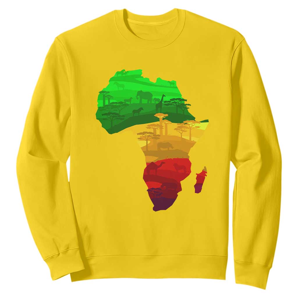 Africa Map Sweatshirt Green Yellow Red African Pride TS01