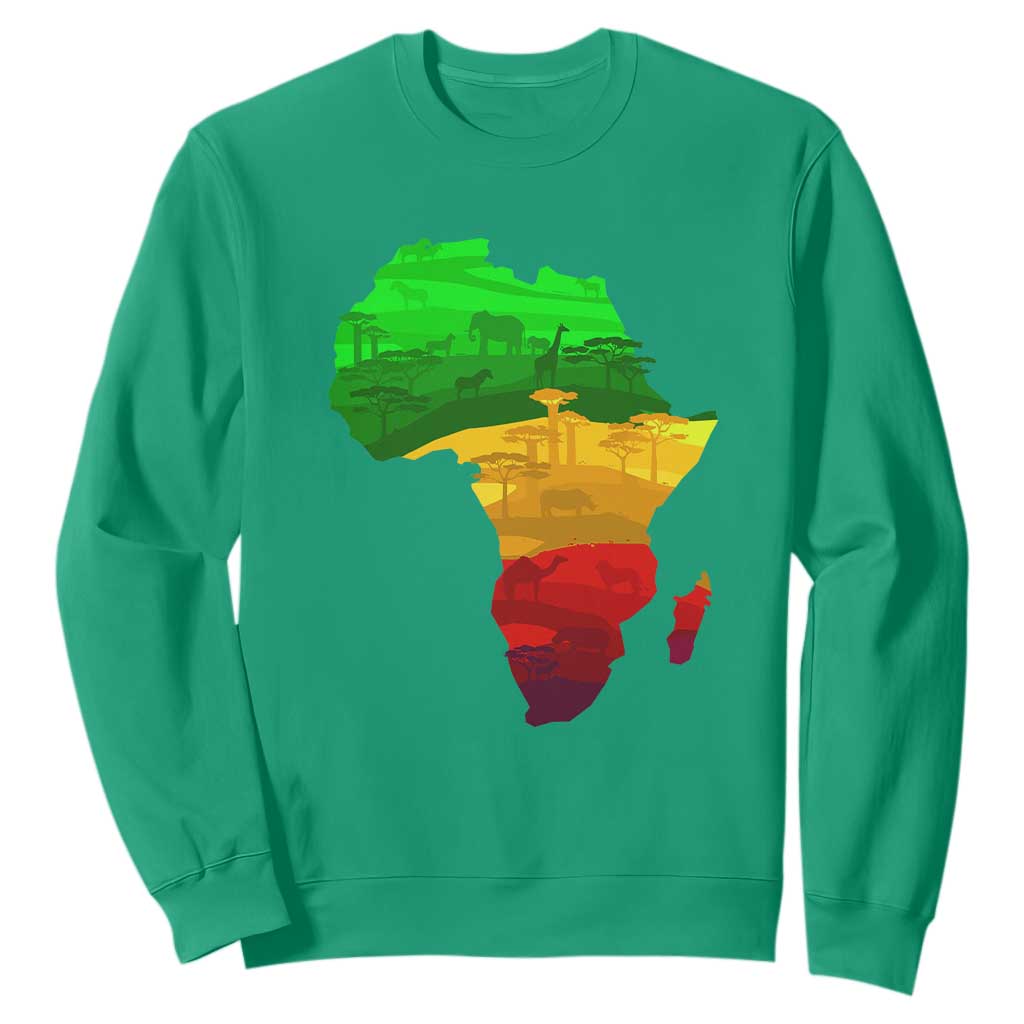 Africa Map Sweatshirt Green Yellow Red African Pride TS01