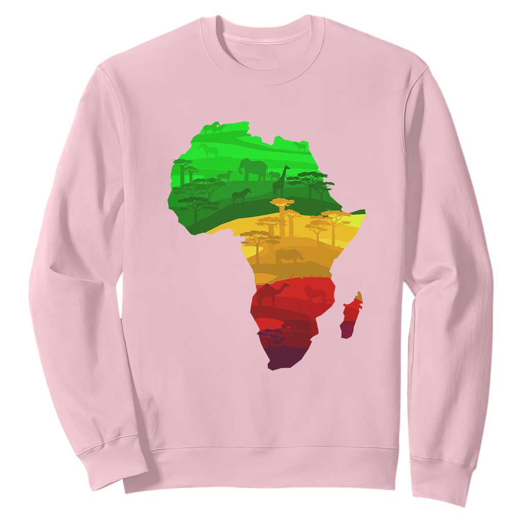 Africa Map Sweatshirt Green Yellow Red African Pride TS01