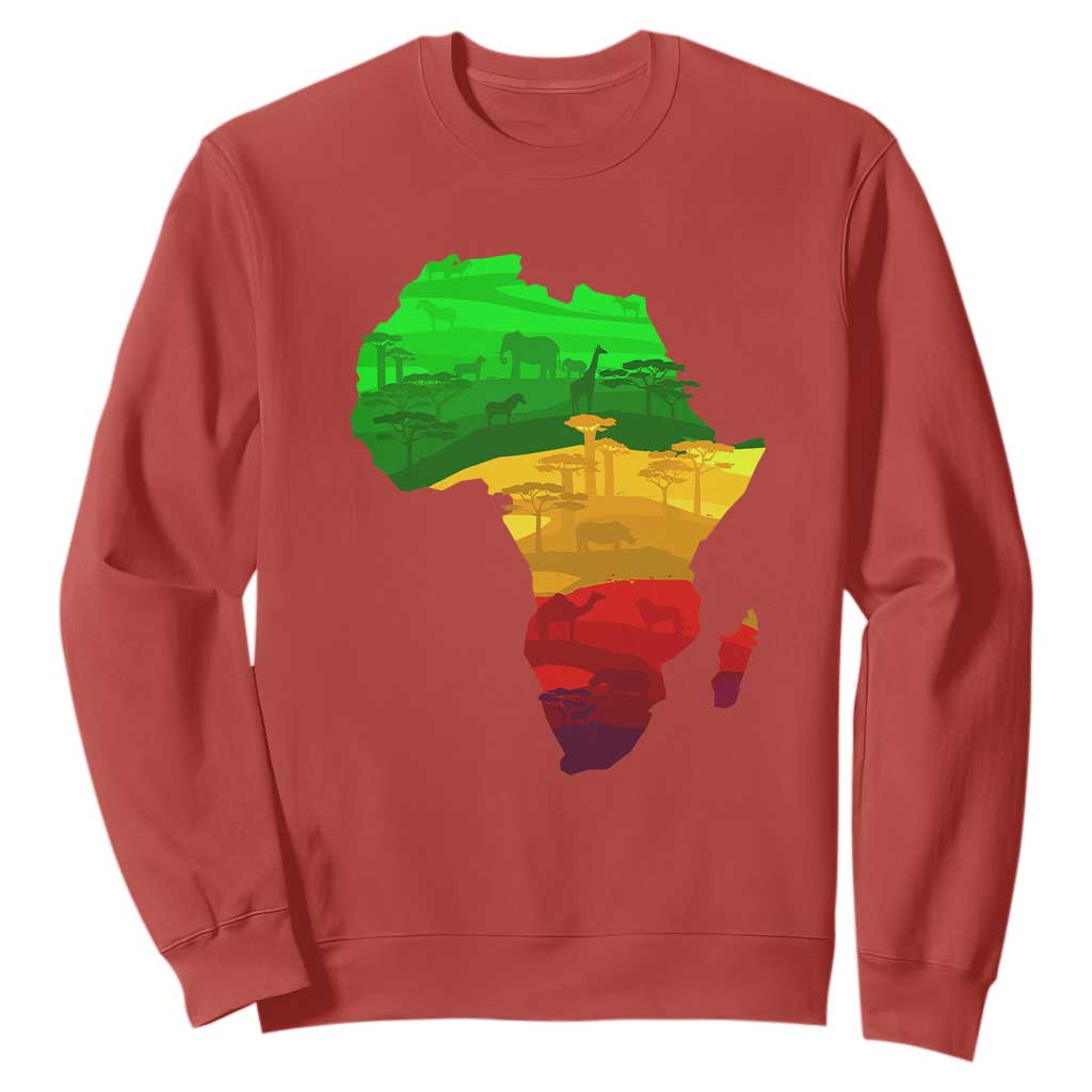 Africa Map Sweatshirt Green Yellow Red African Pride TS01