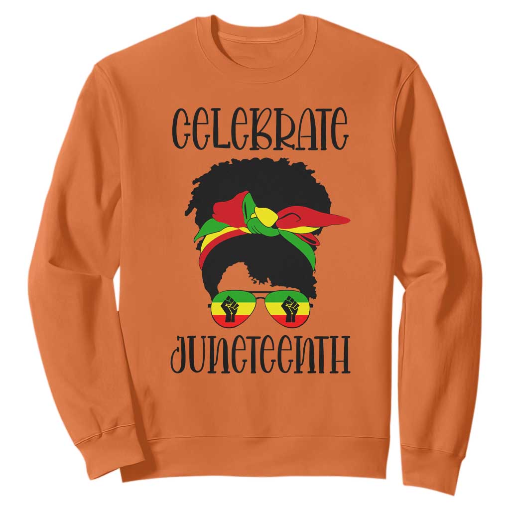 Black Women Sweatshirt Celebrate Juneteenth Messy Bun TS01