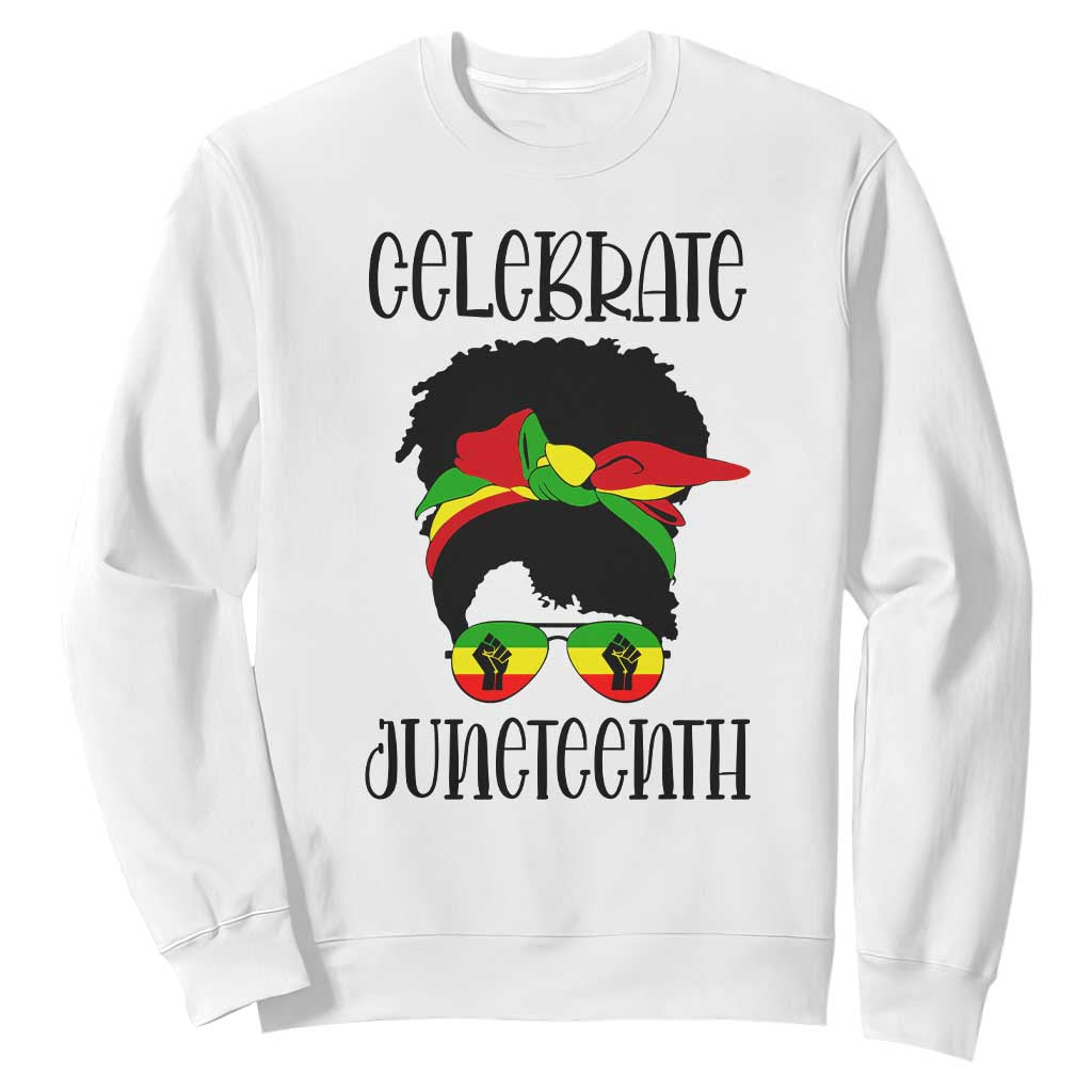 Black Women Sweatshirt Celebrate Juneteenth Messy Bun TS01