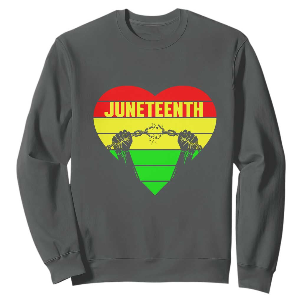 Juneteenth Sweatshirt Breaking Every Chain BHM Heart TS01
