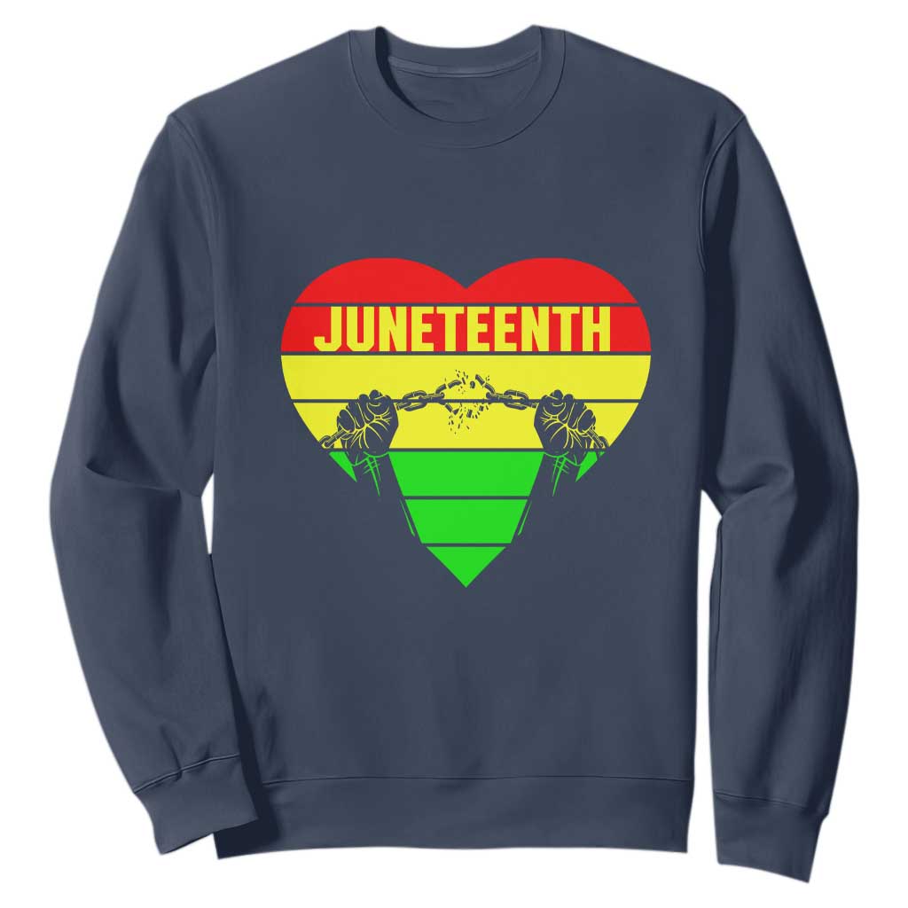Juneteenth Sweatshirt Breaking Every Chain BHM Heart TS01
